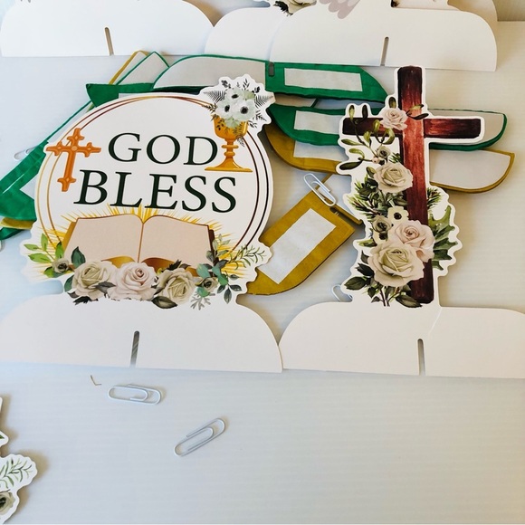 9 Piece First Communion/Baptism Decorations Honeycomb Centerpieces Table Décor - Picture 4 of 9